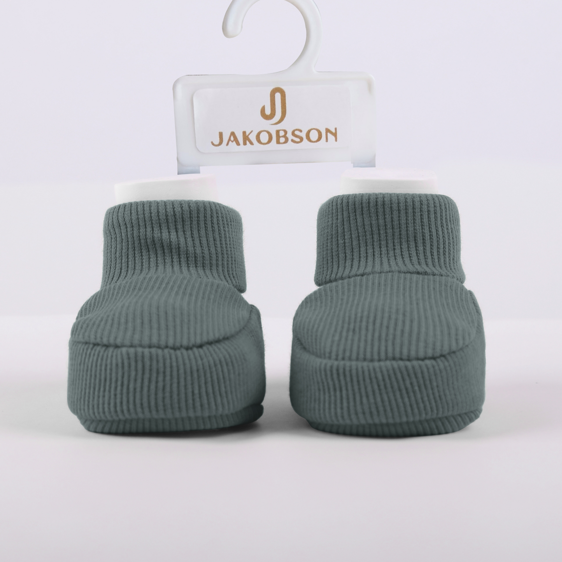 Organic cotton baby booties in green designed for newborn comfort