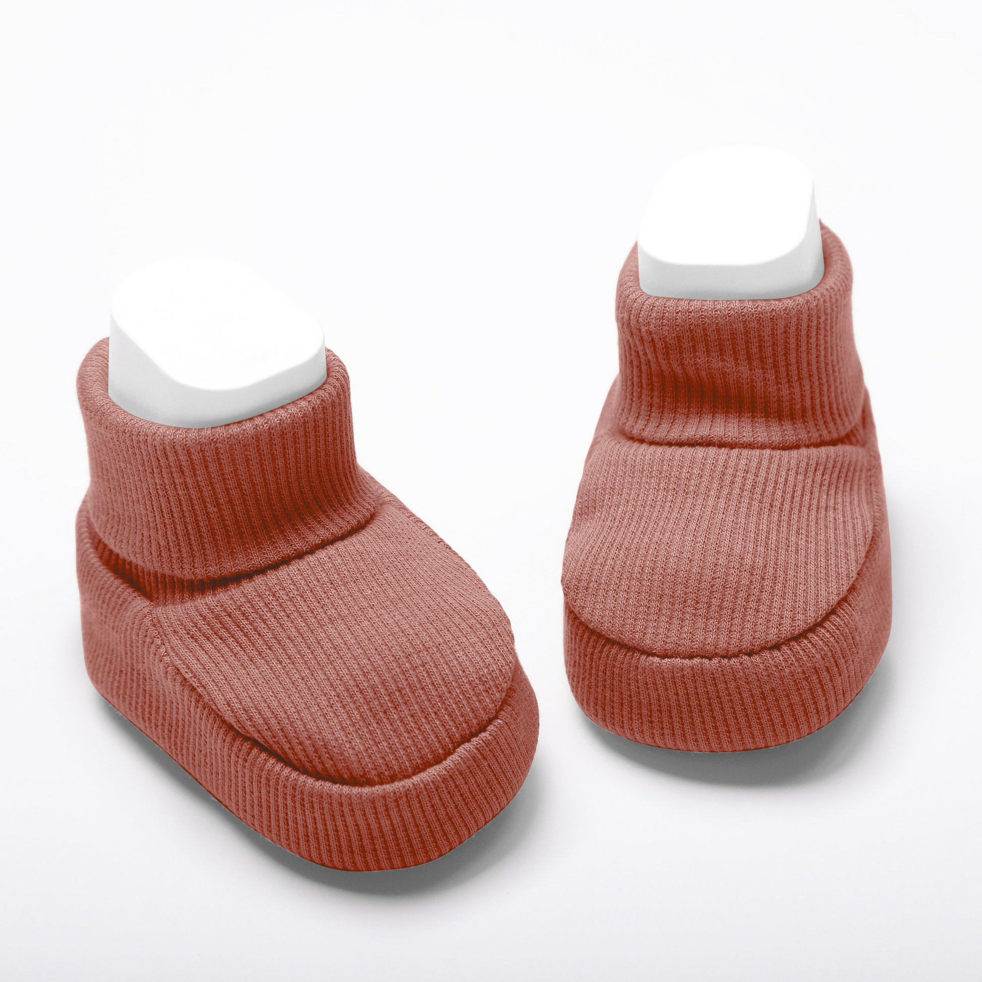 Organic cotton baby booties in bronze designed for newborn comfort