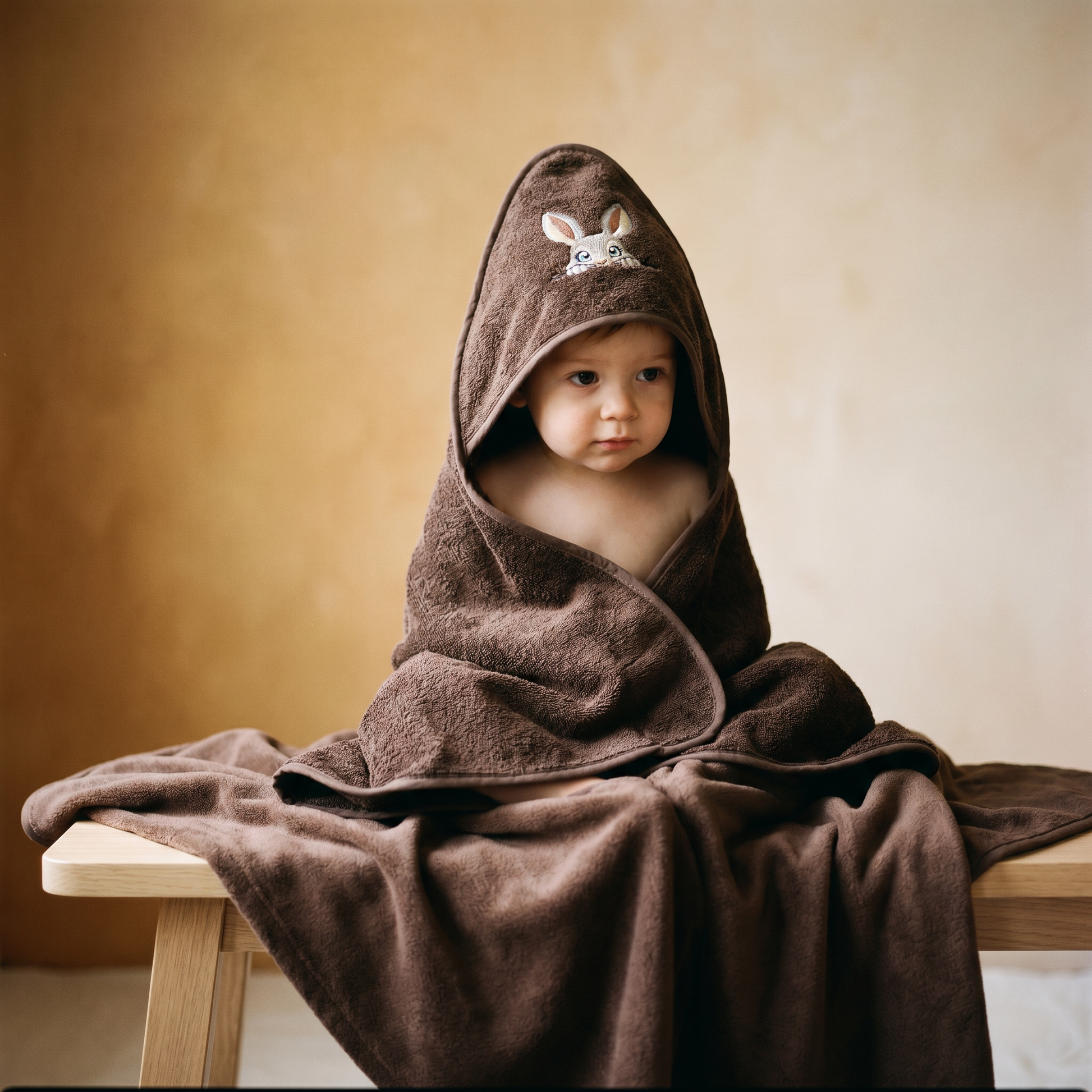 Close-up of dark brown organic cotton towel