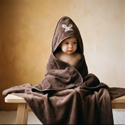Close-up of dark brown organic cotton towel